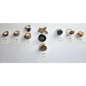 Women's Fashion Rings, Varied Styles & Sizes, Set of 10